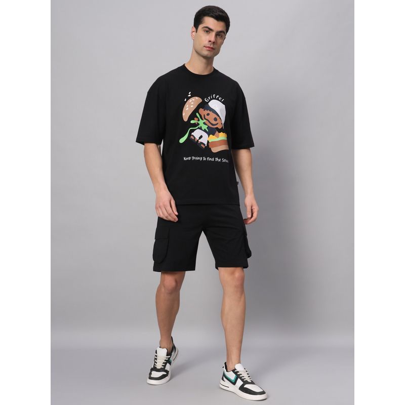 Griffel Black Burger T-Shirt & Shorts (Set of 2) (XS)