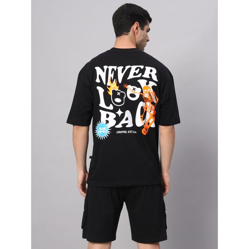 Griffel Black Never Look Back T-Shirt & Shorts (Set of 2) (XL)