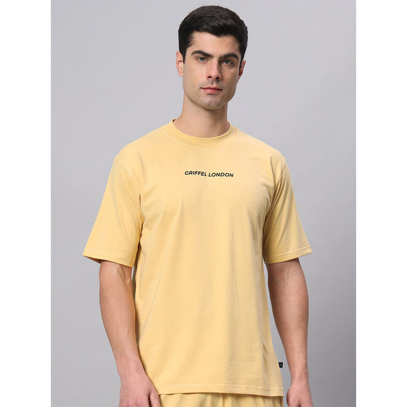 Griffel Yellow Basic Logo Drop Shoulder Oversized Yellow T-Shirt (XS)