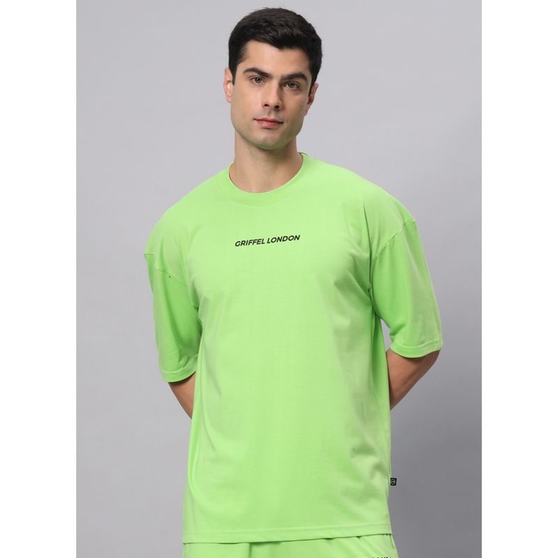 Buy Griffel Green Basic Logo Drop Shoulder Oversized Parrot T