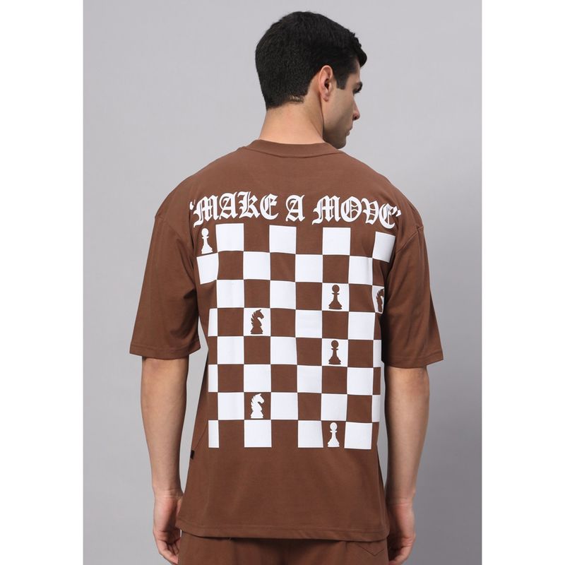 Griffel Brown MAKE A MOVE Drop Shoulder Oversized Coffee T-Shirt (XS)