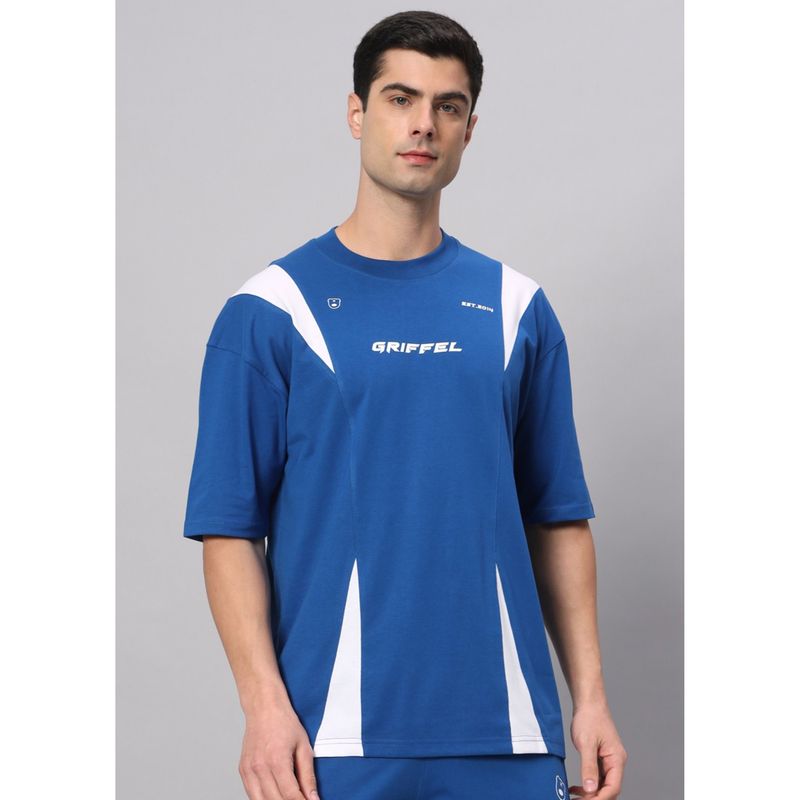 Griffel Blue Utility Drop Shoulder Oversized Royal T-Shirt (XL)