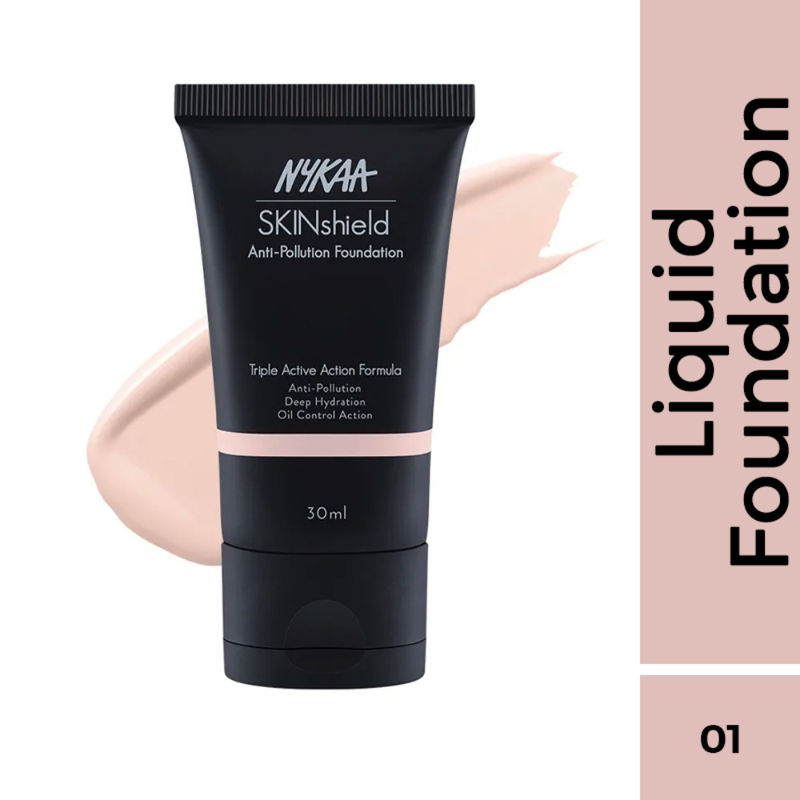 Nykaa SkinShield Anti-Pollution Matte Foundation for Oily Skin - Pretty Porcelain -01