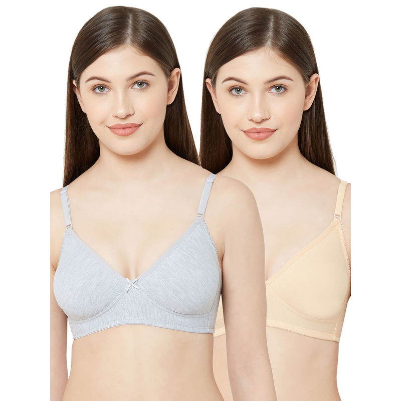 Juliet Womens Non Padded Non Wired Bra Combo Dipti Grey Skin (34B)