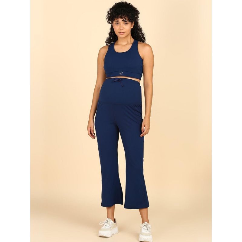 Zelena Women Solid Nylon Pregnancy Flair Pant Flat-Seam with 3 Pocket Navy Blue (M)