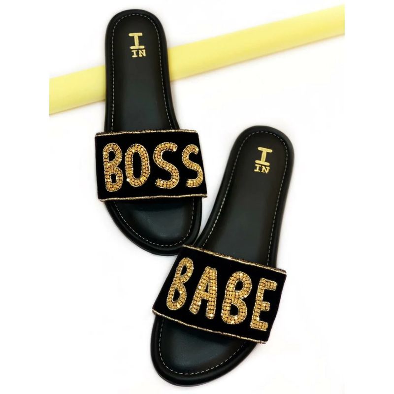 Toprico Boss Babe Beads Embellished Black Flat (EURO 41)