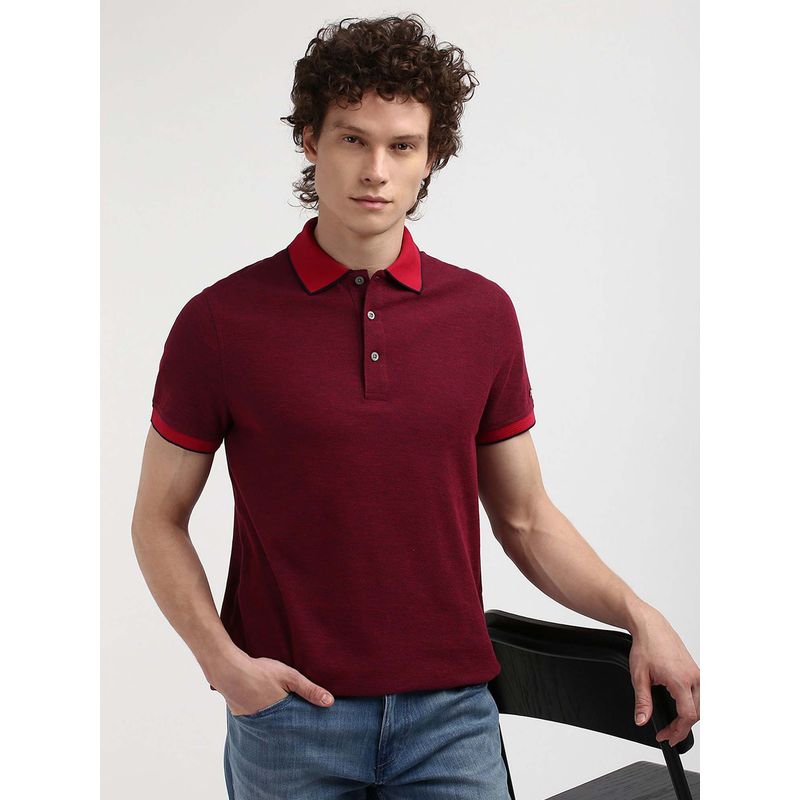 Tommy Hilfiger Red Two Tone Honeycomb Slim Polo T-Shirt (L)