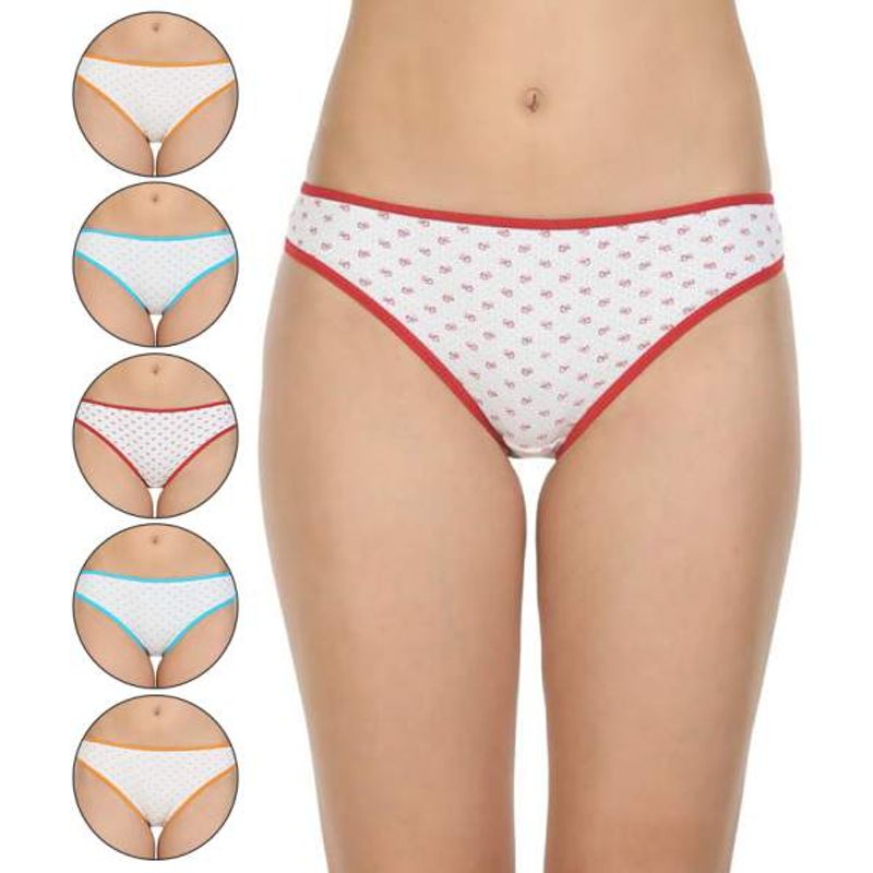 Bodycare High-Cut Bikini Style Cotton Printed Briefs In Assorted Colors (Pack Of 6)(XXL)