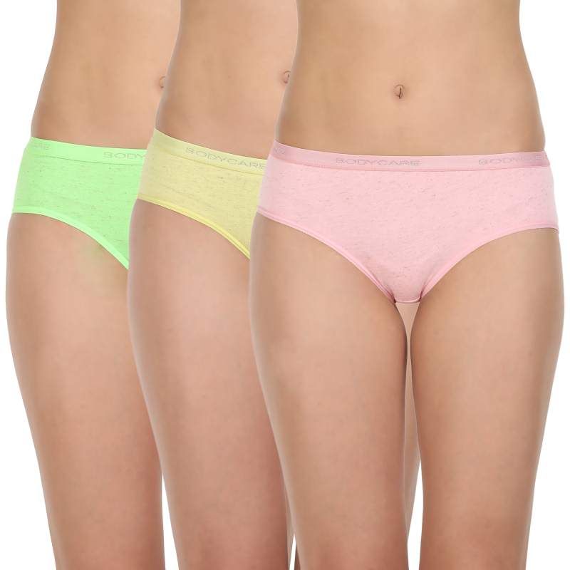 Bodycare Pack Of 3 Bikini Style Cotton Briefs In Assorted Colors With Broad  Elastic Band-e45c, E45c