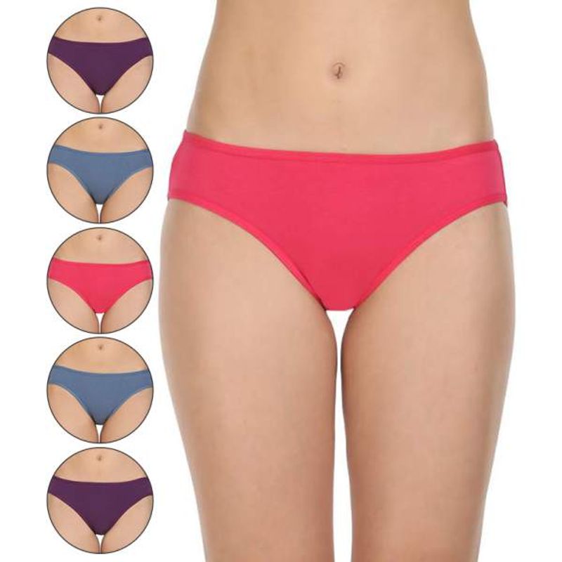 Bodycare High-Cut Bikini Style Cotton Briefs In Assorted Colors (Pack Of 6)(S)