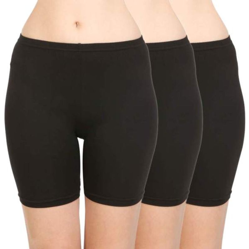 Bodycare Cycling Shorts In Cotton Spandex Black (Pack Of 3) (XXL)