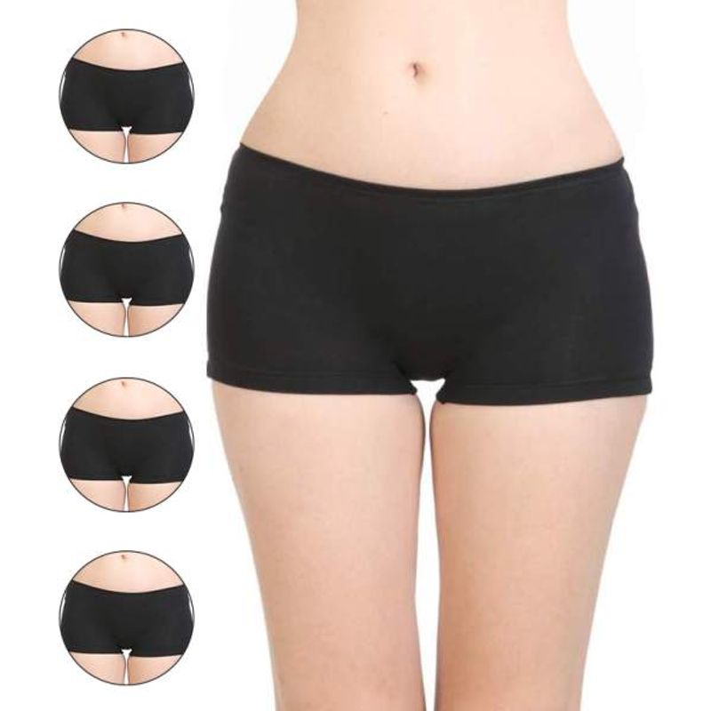 Bodycare Boyshorts In Cotton Spandex Black (Pack Of 5) (S)