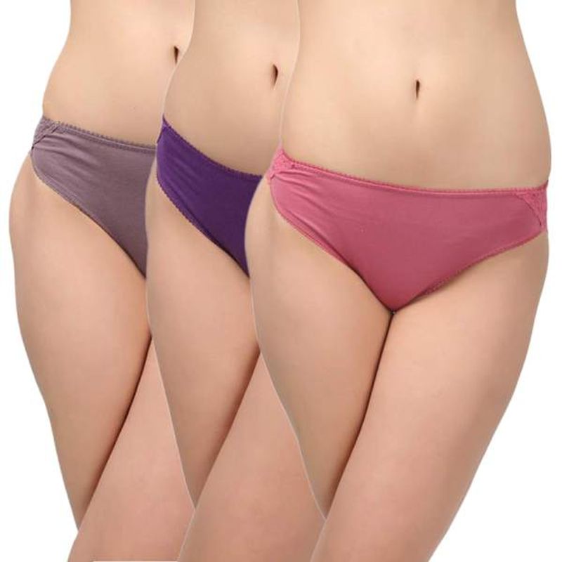 Bodycare Bikini Style Cotton Briefs With Lace Detailing On The Back & Sides (Pack Of 3) (XL)
