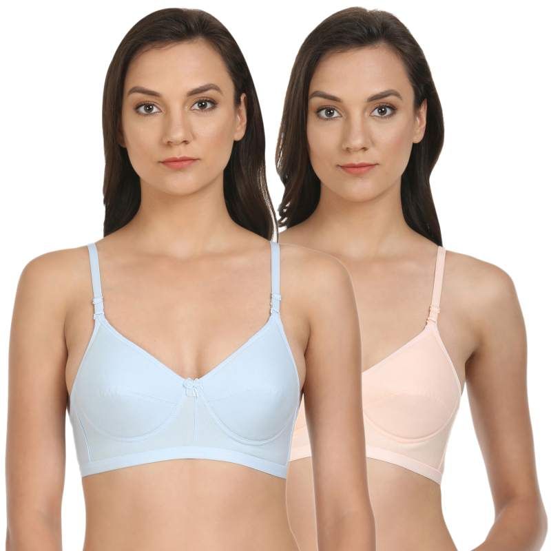 Bodycare Padded T-Shirt Bra In Peach-Sky Color (Pack of 2) - 38B