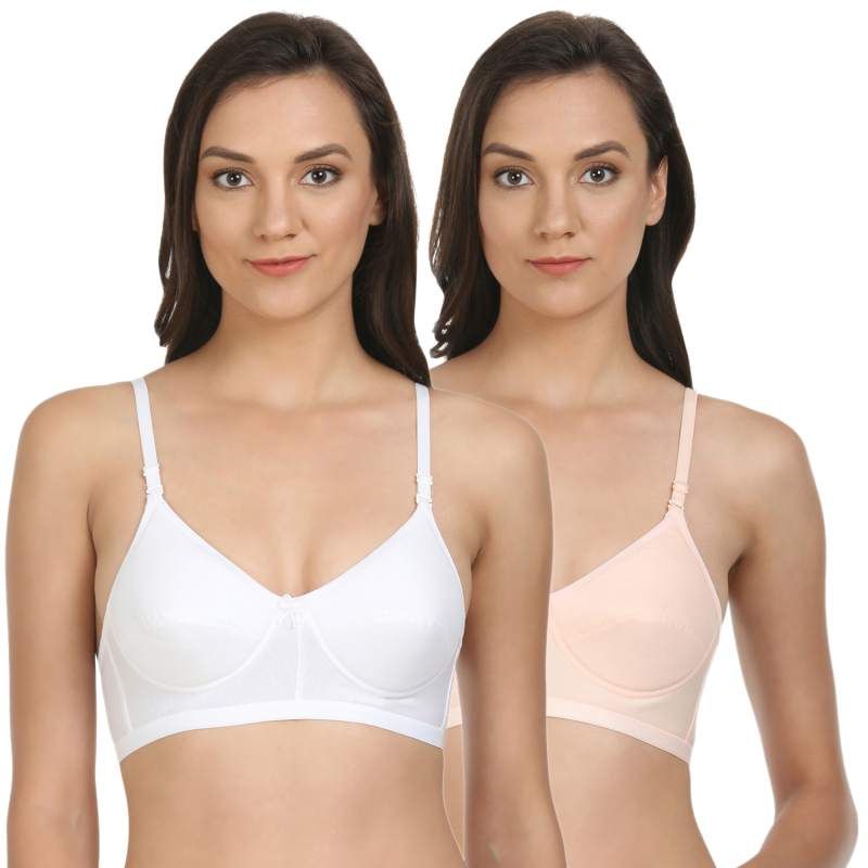 Bodycare Padded T-Shirt Bra In White-Peach Color (Pack of 2) - 34B