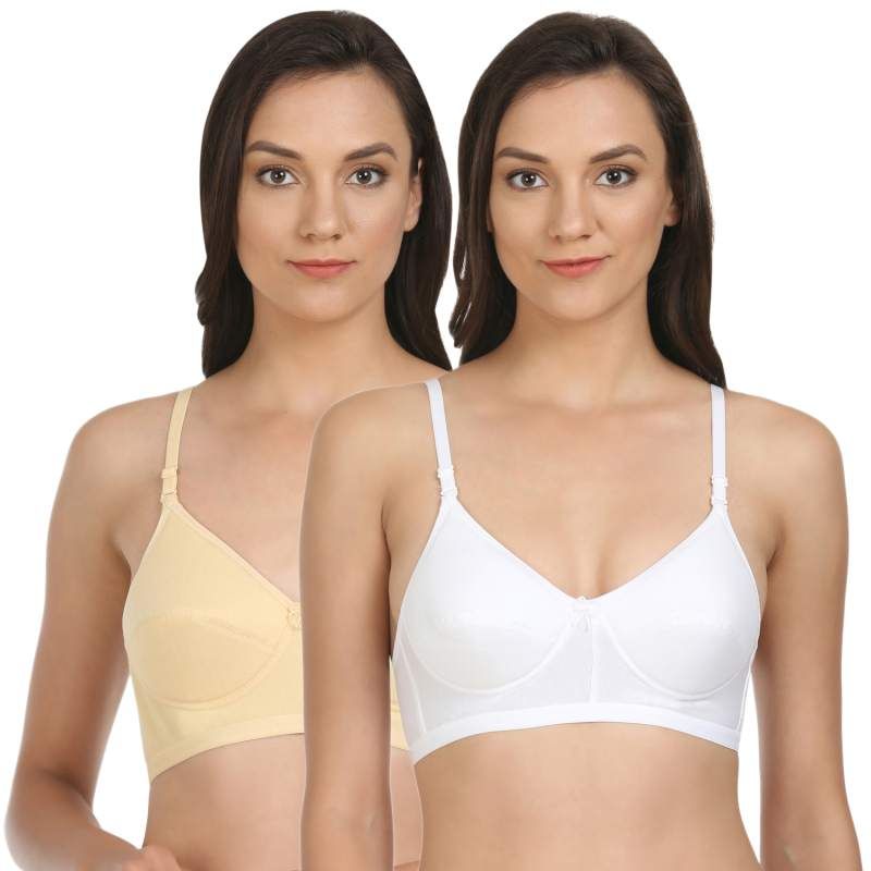 Bodycare Padded T-Shirt Bra In White-Skin Color (Pack of 2) - 32B
