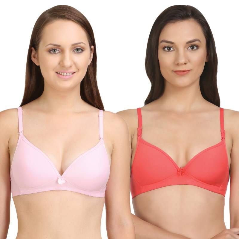 Bodycare Lightly Padded Bra In Pink-Coral Color (Pack of 2) - 36B