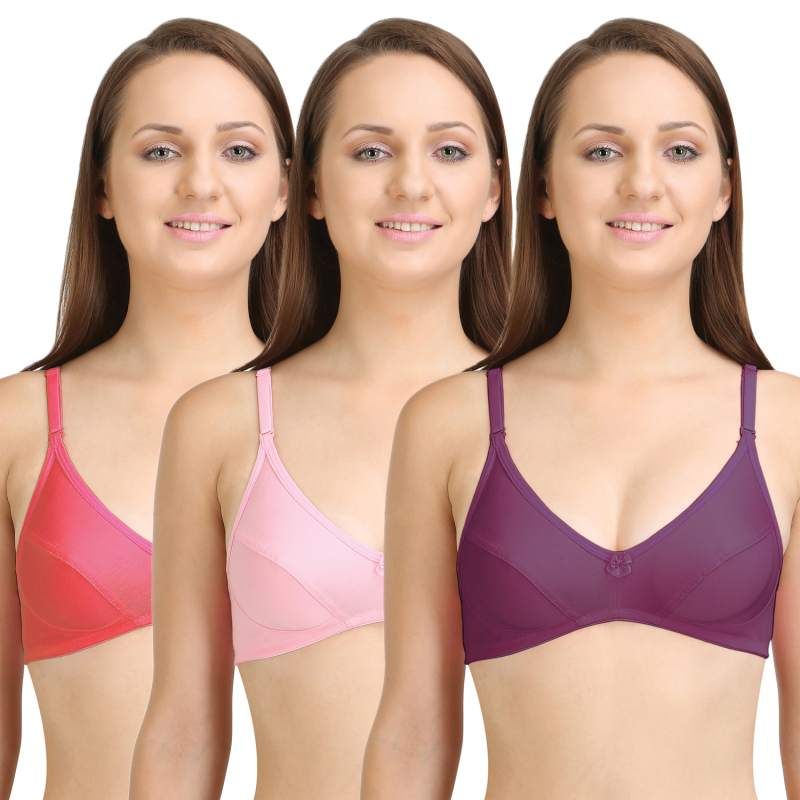 Bodycare Perfect Coverage Bra In Pink-Wine-Coral Color (Pack of 3) - 30B