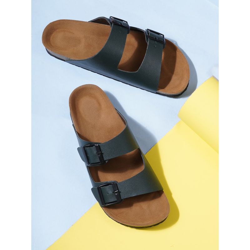 MOZAFIA Men Olive Slip On Sandals (UK 10)