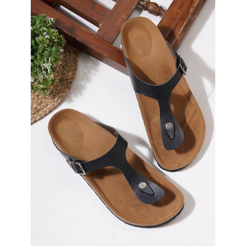 MOZAFIA Black Slip On Sandals for Men (UK 6)