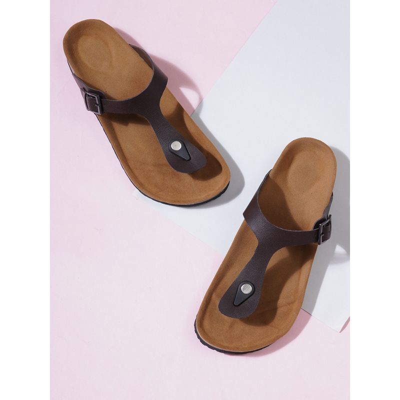 MOZAFIA Brown Slip On Sandals for Men (UK 6)