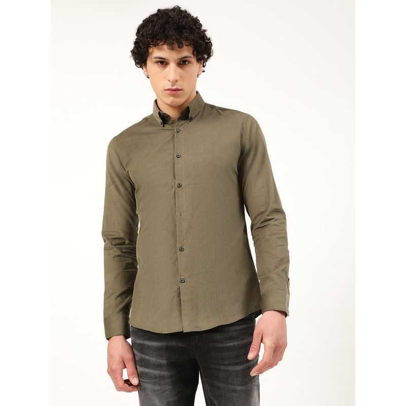 LINDBERGH Men Olive Solid Shirt (38)