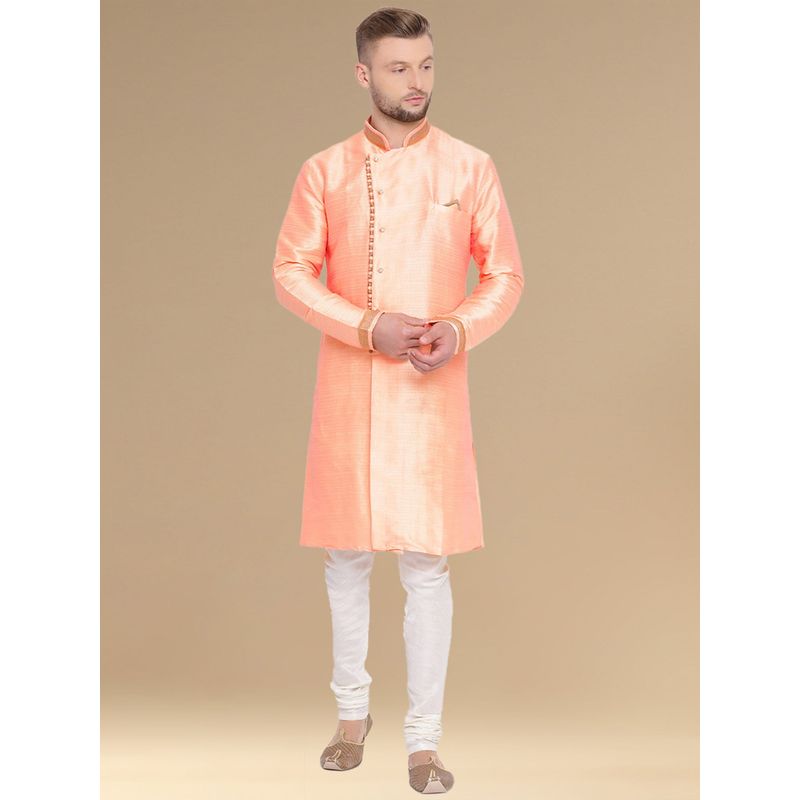 Sanwara Mens Dapper & Stylish Orange Kurta with Pyjama (Set of 2) (S)