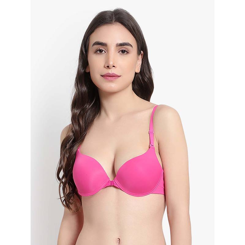 BRACHY Women Pink Underwire Padded Push-Up Plunge Multiway Bra (30B)