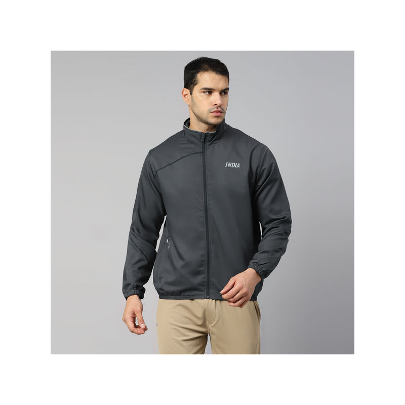 Dida Grey Athleisure Classic Stretchable Regular Comfort Dry-Fit Sports Jacket (L)