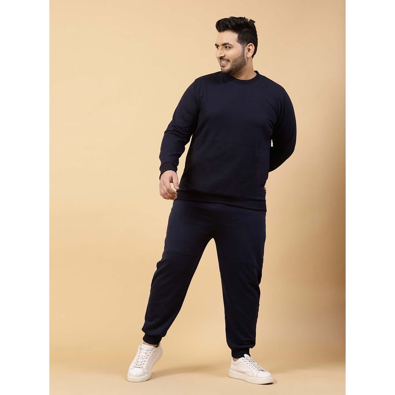 RIGO Men Navy Solid Terry Tracksuit (Set of 2) (M)