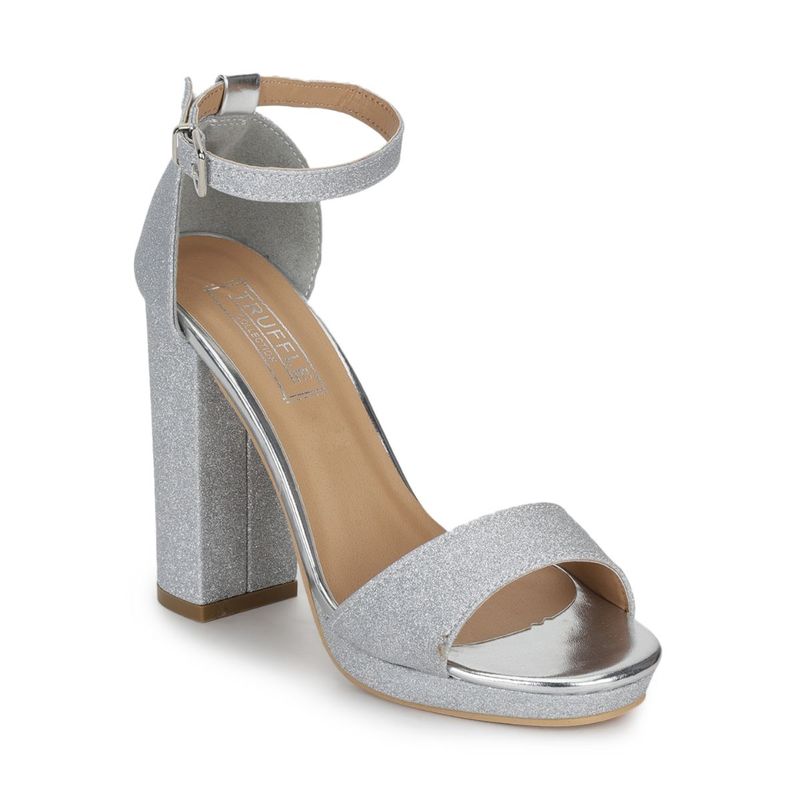 Silver glitter hotsell strappy heels