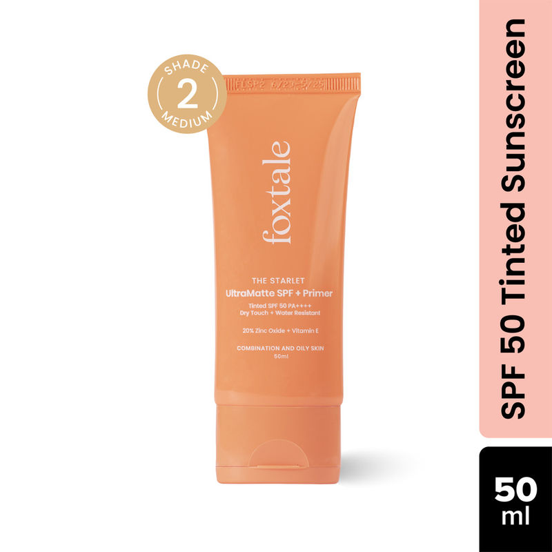 Foxtale Tinted Sunscreen Shade SPF 50 PA++++ & Primer - Medium
