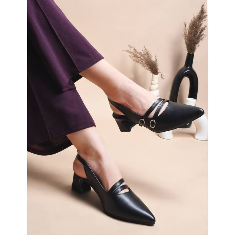 CLOG LONDON Women Casual Slip On Block Heels Black (EURO 36)