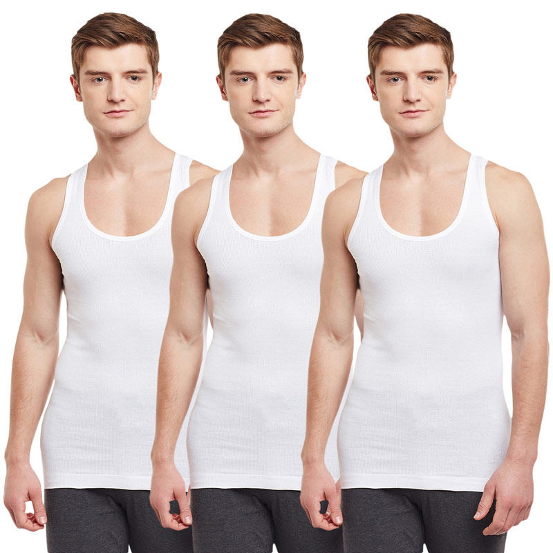 BODYX Pack Of 3 Ribbed Regular Vests - White (3XL)