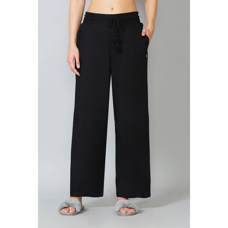 Van Heusen Women Functional Pocket & Smocked Waistband Lounge Pyjamas - Black (S)