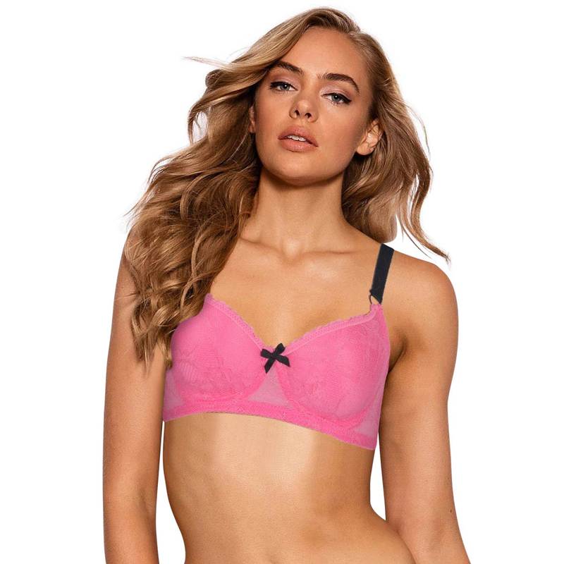 Shyaway Milkshake Contrast Strap Full Lace Wirefree Bra - Pink (32D)