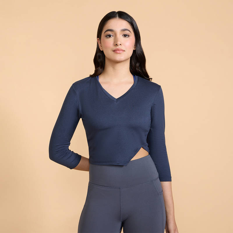 Kica Full Sleeves T-shirt In Feather Feel Fabric With A V Neck For Gym And Training (S)