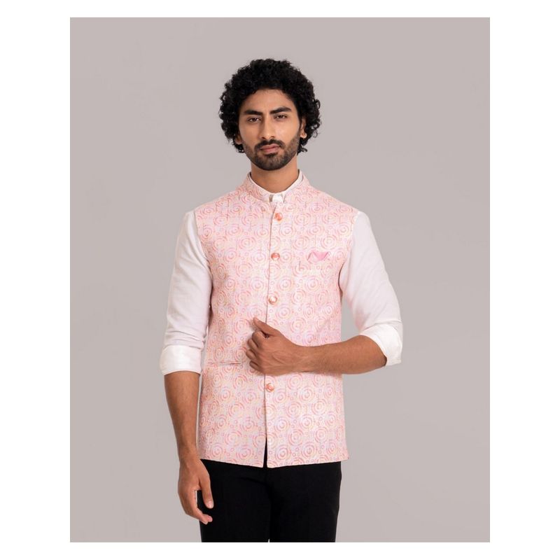 Lightpole Pink Round Circle Designer Nehru Jacket (M)