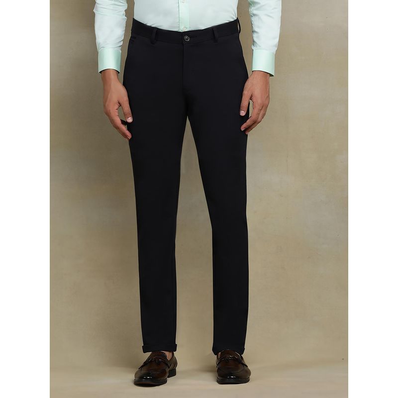 JB Studio Black Blended Solid Club Wear Formal Trousers (46)