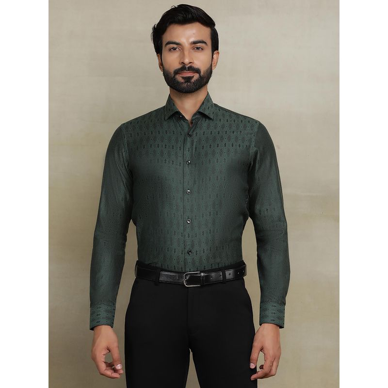 Wyre Olive Green Cotton Blend Printed Party Wear Shirt (39)