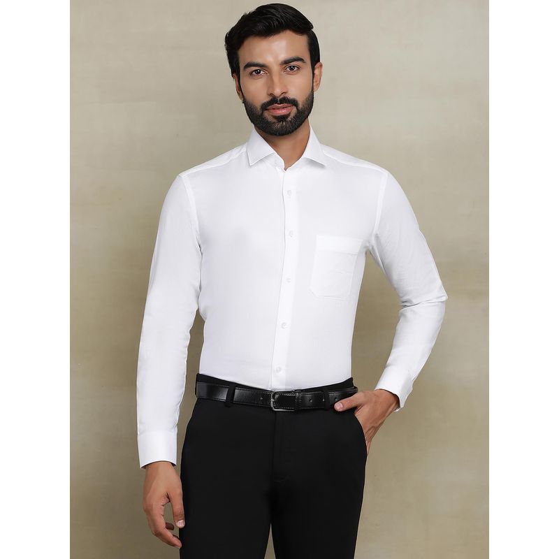 Metal White 100% Cotton Dobby Formal Shirt (40)