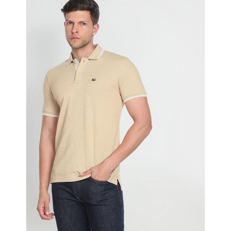 Arrow Sports Tipped Solid Pique Polo Shirt (M)