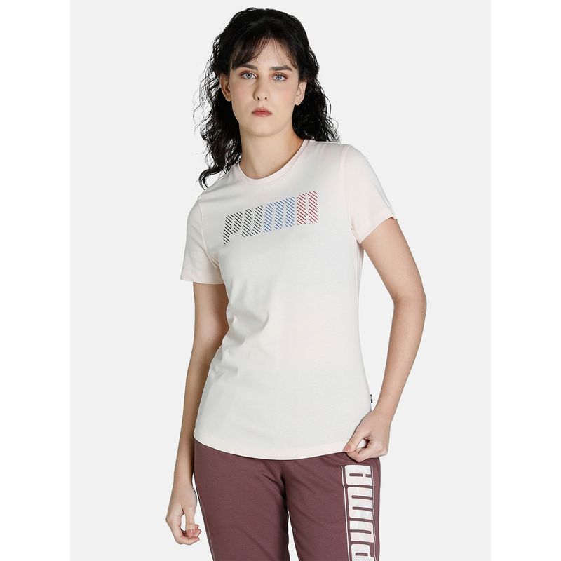 Puma Multicolor Logo Women Pink T-Shirt (XS)