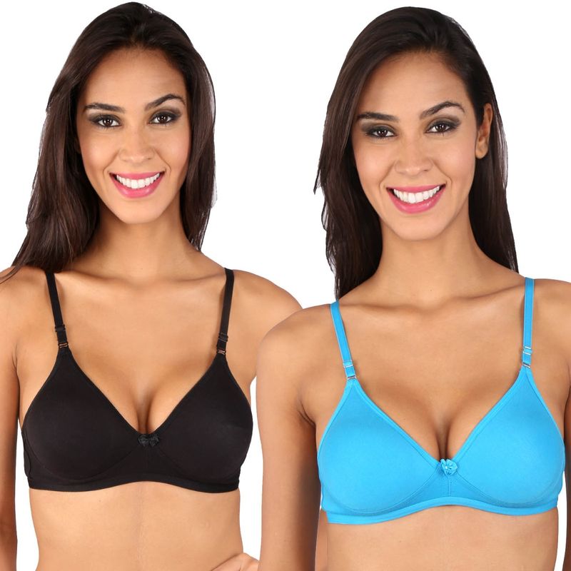 Bralux Dolly T-Shirt Bra Black-Firozi Set Of 2 (30B)