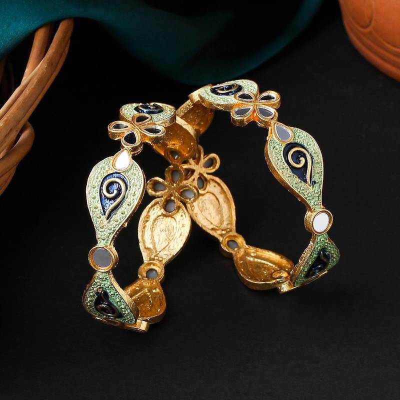 VIRAASI Gold Plated Kundan Studded Bangles (Set of 2) (2.6)