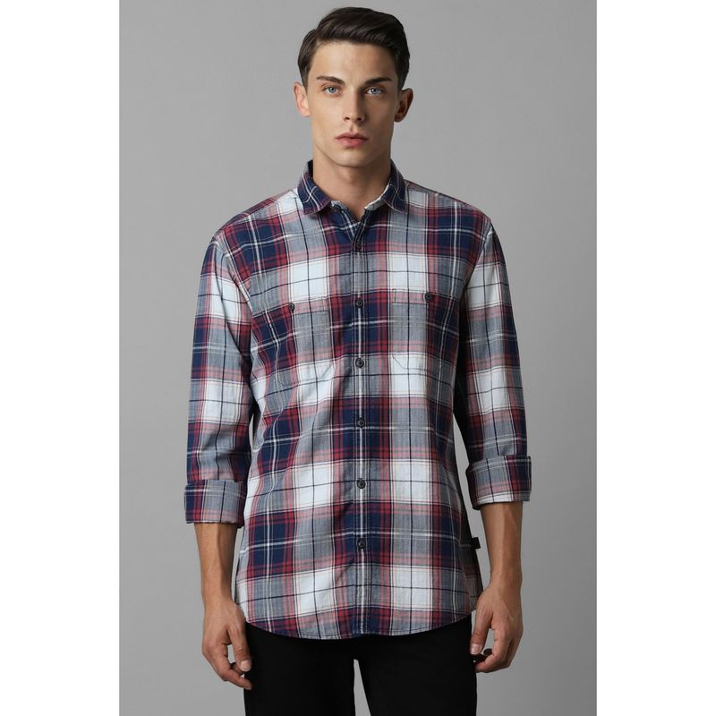 Louis Philippe Men Blue Check Full Sleeves Casual Shirt (39)