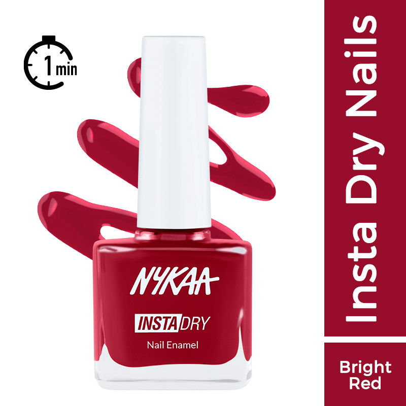 Nykaa Insta Dry Fast Drying Nail Enamel Polish Reeling Red 337 - Bright Red