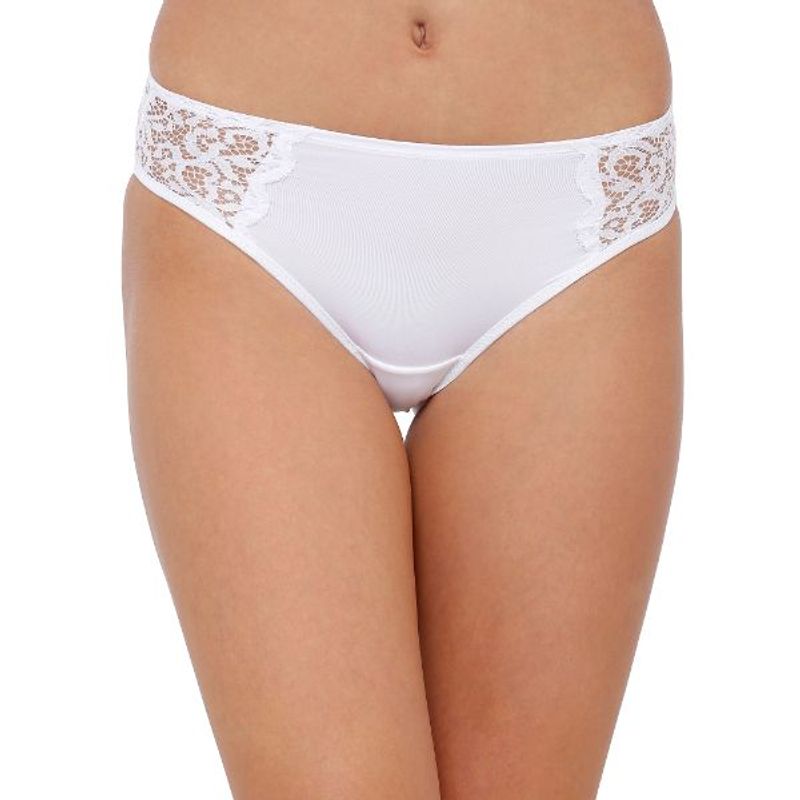 SOIE Women'S Nylon Spandex Hipster Solid Panty - White (M)