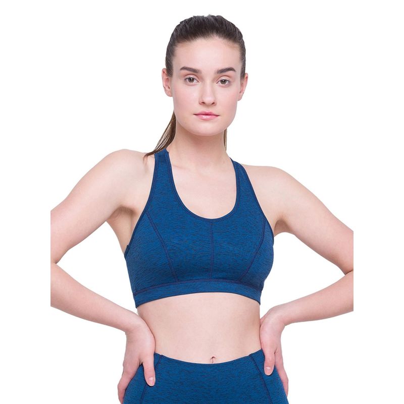 Candyskin Womens Medium Impact Cotton Removable Padded Wirefree Sports Bra Navy Blue Buy 