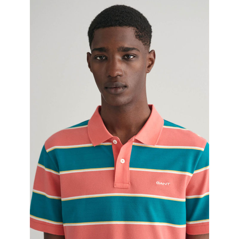 GANT Men Blue Striped Polo T-Shirt (M)